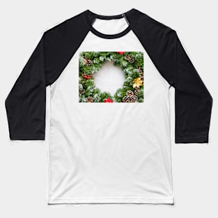 Close up of a Christmas Wreath with pine cones Baseball T-Shirt